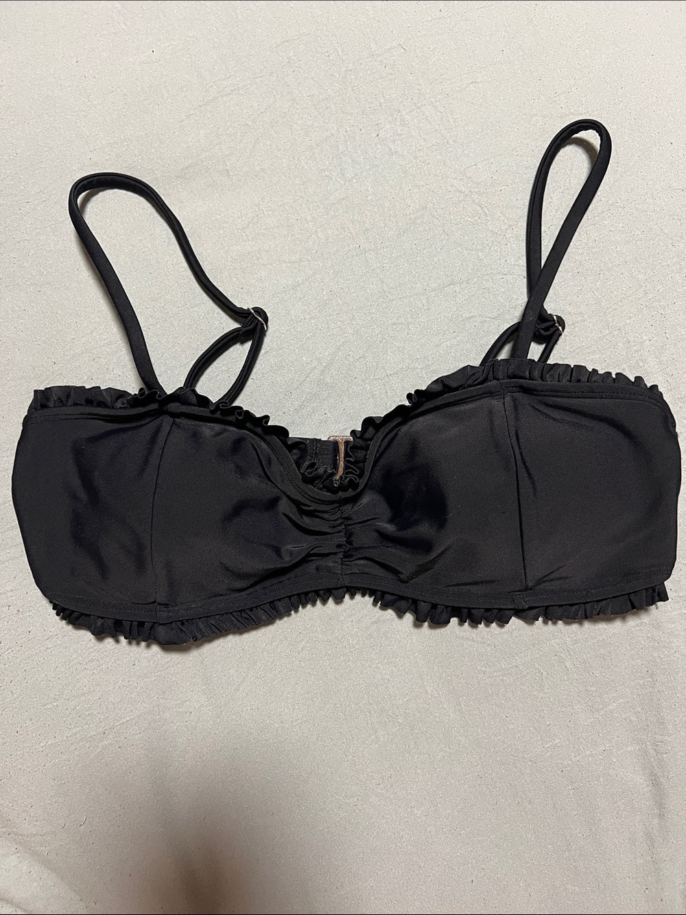 Forever 21 Black Ruffle Bandeau Top with Removable Straps